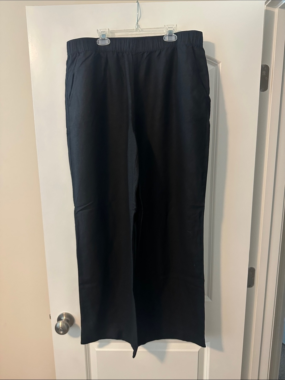 LOFT Black Linen Fluid Pull On Pants